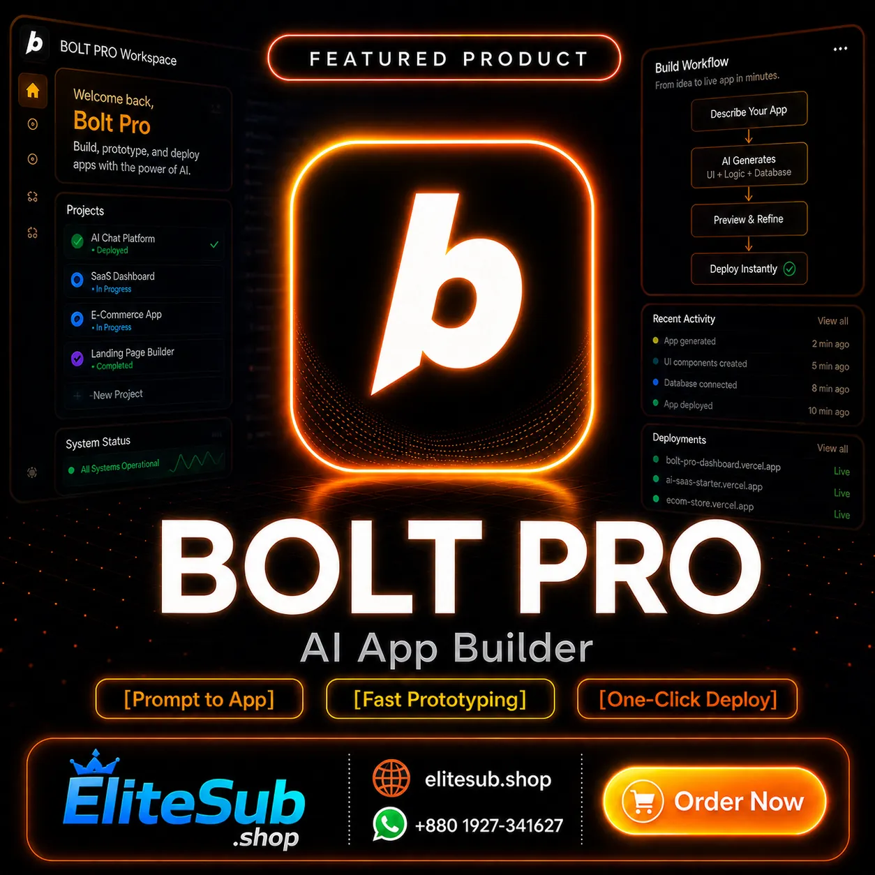 Bolt.new Pro - Full-Stack AI Web Builder (12 Month Plan)