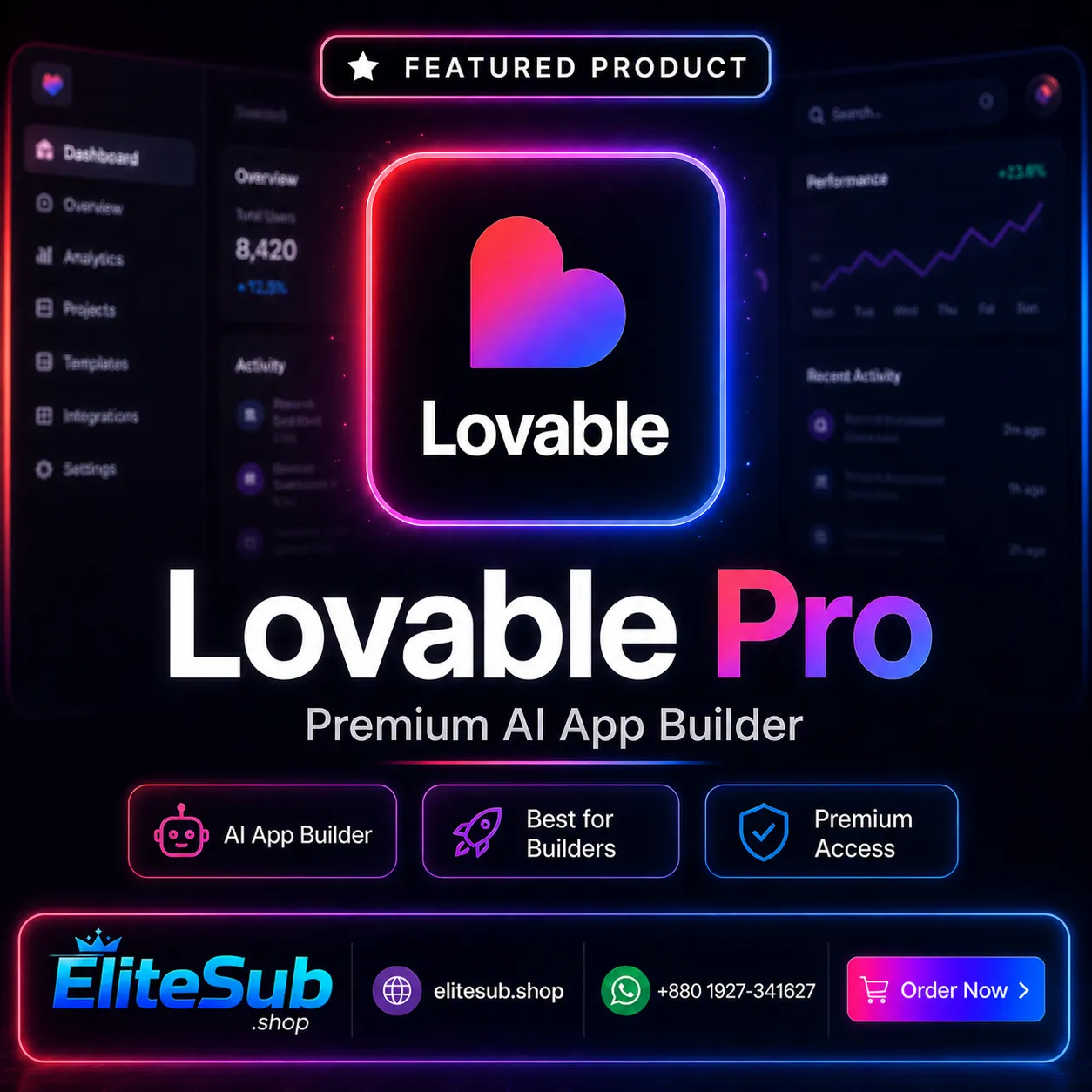 Lovable Pro - AI-Powered Full-Stack WebApp Builder (1 Year/Month Plans)